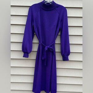 Vintage sweater dress balloon sleeves purple M/L
